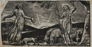 Thenot protesta com Colinet, de As Pastorais de Virgílio de William Blake
