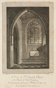 Vista da Capela de St. Edmund na Igreja de East Dereham, contendo o túmulo de William Cowper Esquire de William Blake