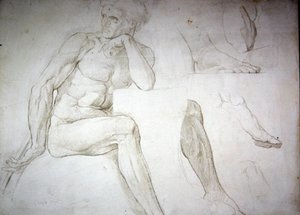 Estudos de nudismo masculino (lápis sobre papel)