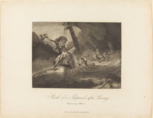 Esboço de um naufrágio de William Blake after George Romney