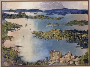 Um mar sem litoral (Sydney Harbour), c.1895 (w - c no papel) de William Blamire Young