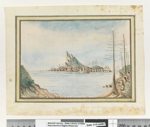 Em frente, p. 211. "Ilhas Philip & Nepean Islands". Justinian & Surprise em pé na baía de Sydney. 23 de agosto de 1790