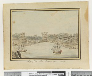Em frente, p. 84. "Enseada de Sydney, Port Jackson. 1788
