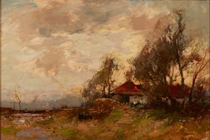 A Farm Steading (óleo sobre tela)