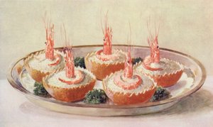 Salgados de Camarão com Tangerinas (litografia a cores)