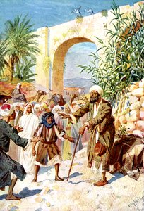 Jesus cura um mendigo cego - Bíblia de William Brassey Hole
