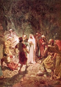 Judas traindo Jesus com um beijo no jardim do Getsêmani