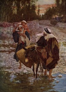 Maria, José e Jesus viajam ao Egito - Bíblia de William Brassey Hole