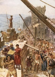 Reconstruindo o muro de Jerusalém sob Neemias de William Brassey Hole