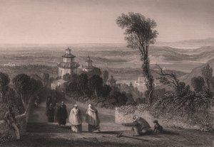 Vista do Sacro Monte (Monte Sagrado) em Varese, Lombardia, Itália, gravura em metal aço por T Willmore a partir de desenho de William Brockedon (1787-1854), ca. 23x18 cm