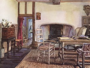 Decoração interior: Um salão branco (litografia a cores) de William Bruce Ellis Ranken