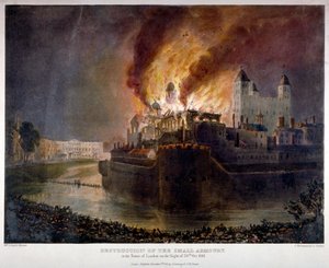 Destruição do arsenal na Torre de Londres pelo fogo, 30 de Outubro de 1841 de William C Smith