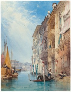 Uma gôndola no Grand Canal, Veneza de William Callow
