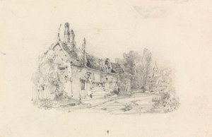 Casa de campo com Igreja à Distância de William Callow