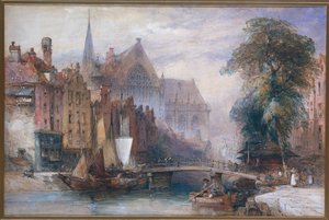 Vista do Nieuwe Kerk e do Nieuwezijds Voorburgwal em Amsterdã, do norte de William Callow