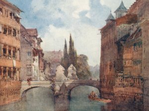 Ponte Velha, Nuremberga (litografia a cores) de William Callow