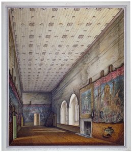 Vista interior da Câmara Pintada, Palácio de Westminster, Londres, 1817.                           