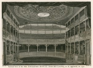 Vista interna do antigo teatro real, Drury Lane, Londres, como apareceu em 1792