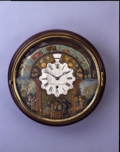 Relógio com mostrador, final do século 19, mostrador c.1770 (mogno)