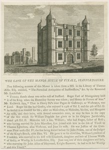 Tixall Hall - Gatehouse: gravura, nd [c 1813] (imprimir)