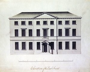 Design para Enville Hall em Staffordshire, c.1770 (caneta e tinta com lavagens cinzentas azuis)