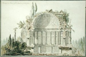 Design para um Mausoléu em Ruínas para o Príncipe de Gales (1738-1820) 1752 (caneta, tinta e aguarela sobre papel)