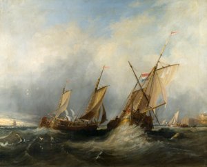 Embarcações de navegação holandesas pegando o rodovalho de William Clarkson (attr. to) Stanfield
