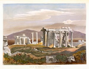 Vista dos Templos de Erectheus e Pandrosus, a Acrópole, de &39;Select Views of the Restos of Ancient Monuments In Greece&39;, publicado por Ackermann, Londres, 1835 de William Cole