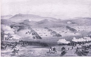Balaclava, 25 de outubro de 1854: O ataque da Brigada Ligeira, ilustração das Batalhas Britânicas na Terra e no Mar, 1915 de William Crimea Simpson