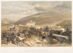  Dificuldades do comissariado A estrada de Balaklava para Sevastopol, em Kadikoi, durante o tempo úmido , 1854 por volta de de William Crimea Simpson