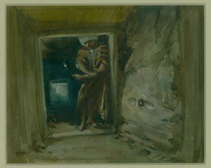 Galeria sob Golden Gateway, Jerusalém, 1871 (wc e lápis sobre papel) de William Crimea Simpson