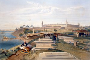 Hospital e cemitério, Scutari, prato de &39;O assento da guerra no Oriente&39;, pub. por Paul e Dominic Colnaghi und Co., 1856 de William Crimea Simpson