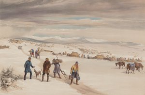 O acampamento da segunda divisão, voltado para o leste. Janeiro de 1855 de William Crimea Simpson