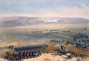 O caso da cavalaria das alturas de Bulganak: a primeira arma, placa de "o assento da guerra no leste", bar. por Paul e Dominic Colnaghi und Co., 1856