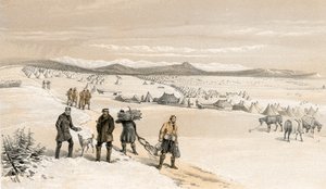 O acampamento da 2ª Divisão, olhando para o leste, janeiro de 1855 de William Crimea Simpson