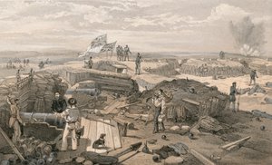 O interior do Redan, tirado de sua face esquerda olhando para o ângulo saliente, olhando para o sul de William Crimea Simpson