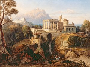 Um templo grego (aquarela sobre papel) de William Crouch