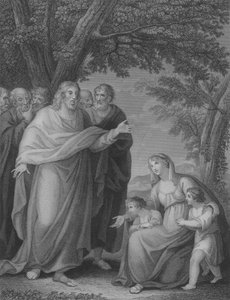 Cristo e os filhos de Zebedeu, São Mateus 20, versículos 20-29 (gravura) de William Cuming