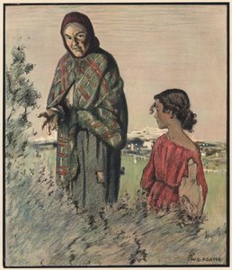 O cigano, "Conta a tua fortuna, bonito cavalheiro" (cor litho) de William Dacres Adams