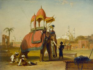 Um elefante de Caparisoned - cena perto de Deli (uma cena nas Índias Orientais), 1832
