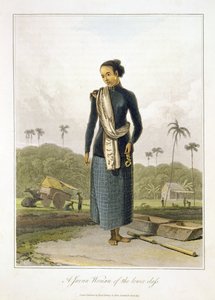 Uma mulher javanesa da classe baixa, prato 3 do vol. I de "A História de Java", de Thomas Stamford Raffles (1781-1826), pub. 1817 (aquatinta)