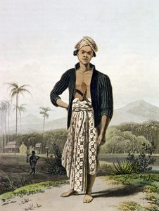 Um javanês da classe baixa, prato 2 do vol. I de "A História de Java", de Thomas Stamford Raffles (1781-1826), pub. 1817 (aquatinta)