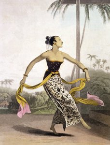 Um Ronggeng ou Dancing Girl, prato 21 do vol. I de "A História de Java", de Thomas Stamford Raffles (1781-1826), pub. 1817 (aquatinta)