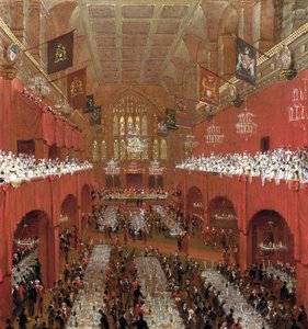 Banquete no Guildhall, City of London, 1814.                                          de William Daniell