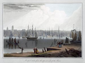 Liverpool, tirada da margem do rio", 1815 de William Daniell