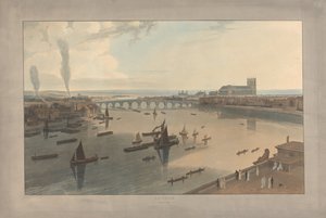 Prancha VI: Londres, a Ponte de Westminster e a abadia de William Daniell