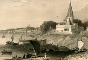 O pagode de Bernar, Benares, 1835. de William Daniell