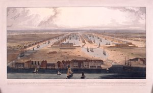 Docas das Índias Ocidentais, Poplar, Londres, 1802