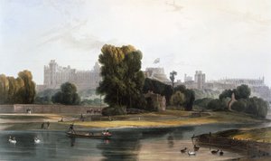 Castelo de Windsor do rio Tamisa em Eton, c1827-30. de William Daniell
