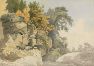 Rochas arborizadas por um riacho (Derbyshire?)